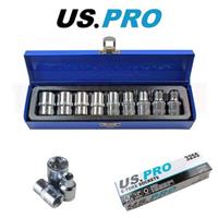 US PRO Tools 9pc E Torx Socket Set E10 to E24 1/2" dr female torque star sockets