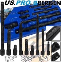 BERGEN IMPACT Extension Bars 1/2 3/8 1/4 Long Reach Extension bar Set Drive