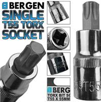 BERGEN T55 Torx Socket T55 1/2" Drive 55mm Long Torx Key Single Socket Star Key