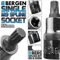 BERGEN Spline Socket M9mm 1/2" Drive 55mm 9mm Spline Key Single Socket