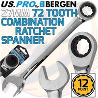 US PRO 27mm Ratchet Spanner 72 Tooth Ratchet Combi Spanner Open & Ring End Wrenc