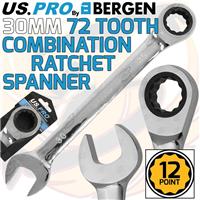US PRO 30mm Ratchet Spanner 72 Tooth Ratchet Comb Spanner Open & Ring End Wrench