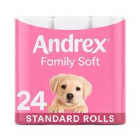 Andrex Toilet Roll Family Soft Fragrance-Free 2 Ply Toilet Paper, 24 Rolls