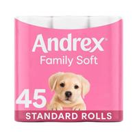 Andrex Toilet Rolls x45 Gentle Clean Fragrance-Free 2 Ply Toilet Paper