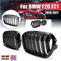 Gloss Black Front Kidney Grille Grill Twin Slat For BMW F20 F21 1 Series 15-19