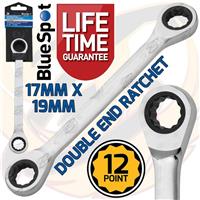 Ratchet Spanner 17mm x 19mm Double Ended Ratchet Spanner Wrench 72 Tooth 12Point