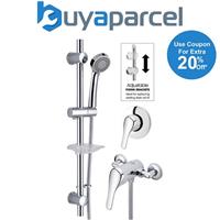 Chrome Single Lever Shower Mixer Exposed / Concealed + Riser Rail 150mm Centres