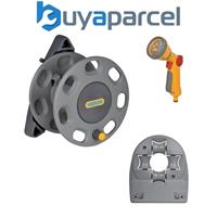 Hozelock 2420 30m Wall Compact Mounted Hose Reel, Hose Guide and 2679 Spray Gun