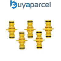 5 Hozelock Double Male Connectors 2291 Garden Hose Pipe Fitting Attachment Pack
