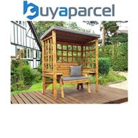 Charles Taylor Wooden Wentworth Garden Arbour & 2 Seater Bench Grey Cushions