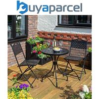 Rowlinson Havana Bistro Set Garden Patio Table Chair Set Lattice Black