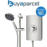 Triton Aspirante 9.5KW Brushed Steel Electric Shower - Includes Head + Riser