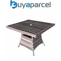 Signature Weave Victoria Wicker 4 Seater Square Dining Table Grey 100cm