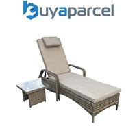 Signature Weave Savannah Wicker Sun Lounger Bed Chair & Side Table Natural