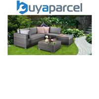 Signature Weave Savannah Wicker Corner Sofa Chair Coffee Table Set Grey