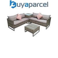 Signature Weave Lucy Wicker Corner Sofa Coffee Table Set & Storage Unit Grey