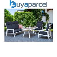 Signature Weave Kimmie 5 Seater Sofa Reclining Chair Table Set Grey White