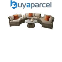 Signature Weave Juliet Wicker Half Moon Curved Sofa Coffee Table Set Brown
