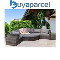 Signature Weave Jessica Wicker Large Corner Sofa & Footstool & End Tables Grey