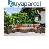 Signature Weave Jessica Wicker Large Corner Sofa & Footstool & End Tables Brown