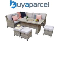 Signature Weave Edwina Wicker Corner Sofa Gas Lift Dining Table Ice Bucket Grey