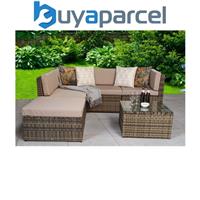 Signature Weave Stella Wicker Modular Corner Sofa Stool Coffee Table Set Natural