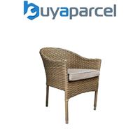 Signature Weave Darcey Wicker Stacking Garden Dining Chair & Cushions Natural