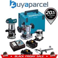 Makita DRT50RTJX2 18v Cordless Brushless Laminate Router Trimmer Plunge Base 5ah