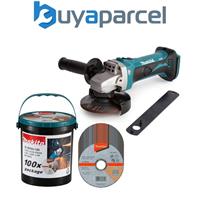 Makita DGA452Z 18v 4.5" 115mm Angle Grinder Li-Ion Bare + 100 Thin Fast Discs