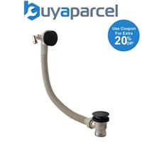 Matt Black Round Overflow Bath Filler & Click Clack Pop-Up Bath Waste