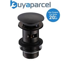 Matt Black Slotted Sprung Basin Waste Sink Plug Click Clack Pop Up Clicker