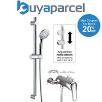 Thermostatic Single Lever Shower Mini Mixer Exposed / Concealed + Riser Rail