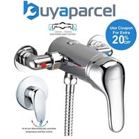 Chrome Thermostatic Single Lever Shower Mini Mixer Exposed Concealed 130mm 150mm