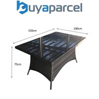Signature Weave Emily Wicker 6 Seater Rectangular Dining Table Grey 150 x 100cm