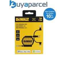Dewalt Retractable 3ft Phone Android Charger Multi Cable USB Type C