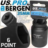 US PRO 35mm 3/4 Dr DEEP IMPACT SOCKET 6 Point HEX Long Reach IMPACT SOCKET HD