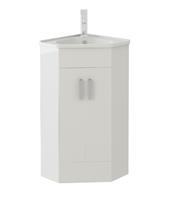 Corner Vanity Unit & Sink Basin Bathroom Cabinet White 500 x 470mm Freestanding
