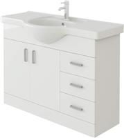 Bathroom Vanity Unit with Sink Basin Storage Cupboard Furniture Set White 1050mm