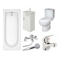 Bathroom Suite Bath Vanity Unit Sink Toilet Set Single Ended 1500mm Furniture