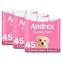 Andrex Toilet Rolls x135 Gentle Clean Fragrance-Free 2 Ply Toilet Paper Rolls