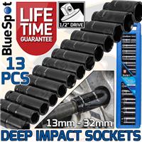 BLUESPOT DEEP IMPACT Sockets Set 1/2 Drive Long Reach Thin Wall Impact Sockets