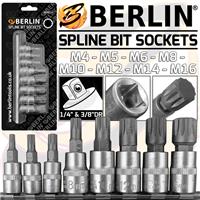 SPLINE BIT Socket Set 1/4" & 3/8" Drive M4-M16 Spline Bits Sockets Triple Square