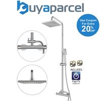 Gainsborough Bathroom Thermostatic Mixer Shower Square Twin Head + FFK Aqualisa