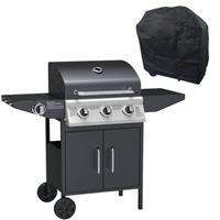 The Georgia 3 Burner Gas BBQ with Side Burner in Black