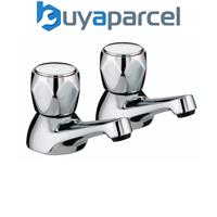 Bristan Club Utility Bath Taps Chrome Plated with Metal Heads Pair Taps 3/4"