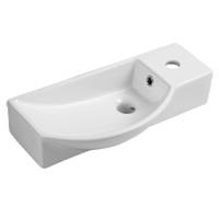 Bathroom Wash Sink Basin Large Curved Modern Cloakroom Wall Hung White