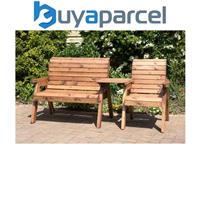 Charles Taylor Wooden Companion Straight Garden Chair Bench 3 Seater