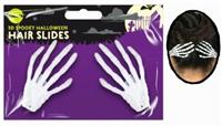 Skeleton Hands Hair Clips Slides Fingers Fancy Dress Spooky Fun Costume Props