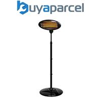 Vaunt Electric Black Patio Heater Quartz Heating 3 Heat Levels 650w 1300w 2000w
