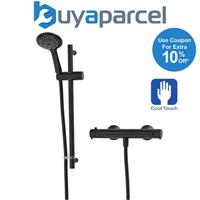 Triton Dene Matt Black Cool Touch Thermostatic Bar Mixer Shower + Riser Rail